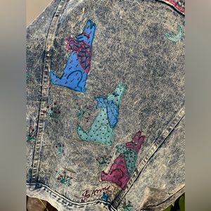 Acid Washed 80’s Howling Coyotes Vintage Vest Handmade Big Smith Denim Jeans